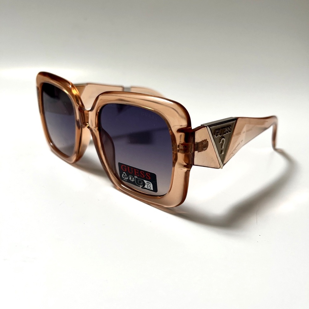 New Original GUESS Square Oversized Sunglasses GO00046 Clear Brown Acetate Blue